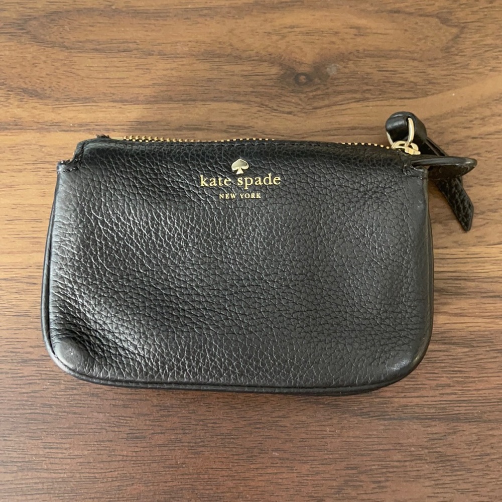 Let Spade Black Leather Coin Pouch